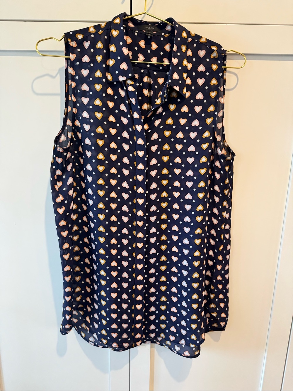 J.Crew Sleeveless Heart Print Blouse